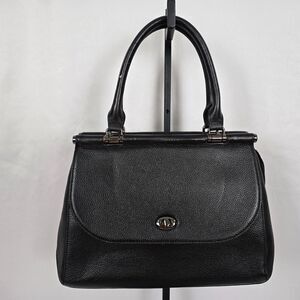 Giorgio Ferretti Satchel Black Italian Leather Double Handle 15" x 10" x 4"
